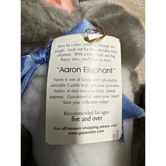 Cuddle Kids Vintage 2001 Aaron Elephant Stuffed Animal Plush Toy NWT - Picture 5 of 5